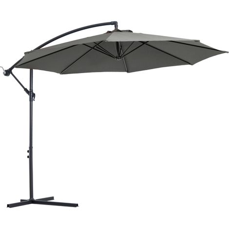 Ombrellone da Giardino Decentrato Ø300x250 cm in Acciaio e Poliestere Grigio (1/5)