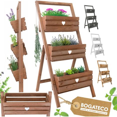 Lot 3 Jardinières Bois Bogateco sur Pied 110cm Brun (1/5)