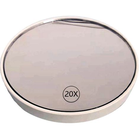 Espejo de maquillaje con aumento antivaho, espejo de tocador con ventosa de 20 aumentos, espejo de maquillaje portátil con asa, blanco.