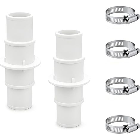 2 Pack Pool Hose Adapter, Connector Coupling with Hose Clamp, Universal 1-1/4" or 1-1/2" Plastic Adapter, Pool Hose Connector for Swimming Pool Vacuums, Cleaners or Filter Pump Hoses (1/5)