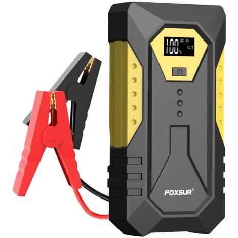 demarreur batterie voitureBooster de batterie 800A 26800mAh Démarreur d'urgence portable (essence 6.0 ou 5.0L diesel) Démarreur d'urgence de voiture avec chargeur Clip de sécurité intelligent Écran LC (1/5)