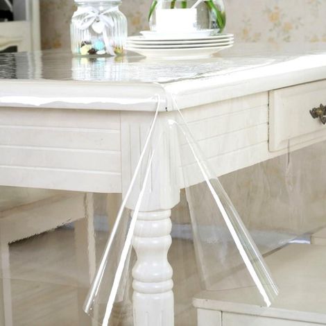Film de table transparent 140x220cm lavable en PVC pour intérieur et extérieur