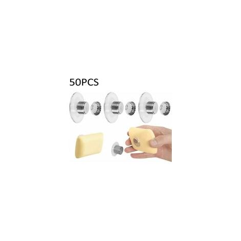 50er-Pack magnetische Seifenhalter mit Saugnäpfen, zur einfachen Anbringung ohne Bohren. Diese magnetischen Seifenhalter eignen sich für Bad, Waschbecken, Badewanne und Küche. (1/4)