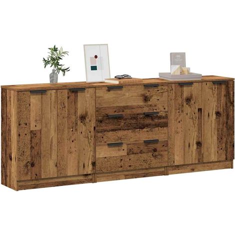 Sideboards 3 Stk. Altholz-Optik 60x30x70 cm Holzwerkstoff