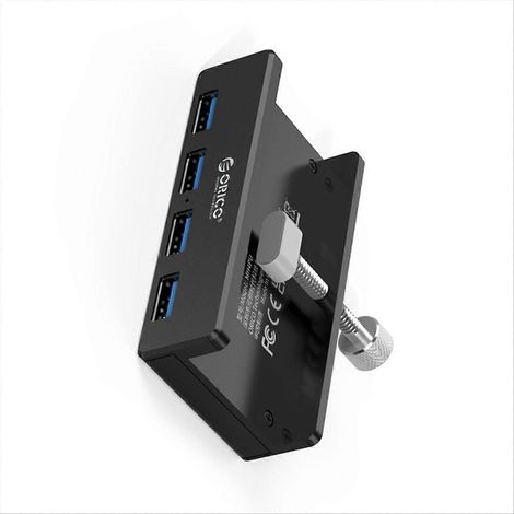 USB 3.0 5 Gbit/s Hub mit Netzteil, Montageclip und 1 zu 4 Verlängerungssplitter, Multi-Dockingstation für Desktop-PC (Zubehör A). (1/5)