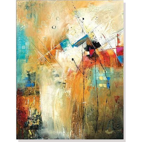 Tableau abstrait peint à la main (1 pieza), 100 % hecho principal, estilo moderno y elegante, ideal para el salón, la habitación o toda otra pieza. Dimensiones : 80 x 50 x 0,25 cm. (1/5)