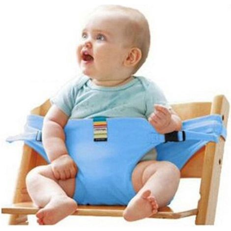 Harnais/ceinture portable et sécuritaire pour chaise de salle à manger bleu (1/5)