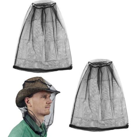 Mosquitera de cabeza de 2 piezas, mosquitera para cara y cuello de 46 × 53 cm, protección transpirable contra insectos para acampar, pescar, hacer senderismo y jardinería, protección antimosquitos par (1/5)