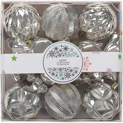 18 Stück/Box Festliche Baumdekorationen, speziell geformte Weihnachtskugeln, bruchsichere Kunststoffornamente, Partygeschenk, Champagnergold (1/5)