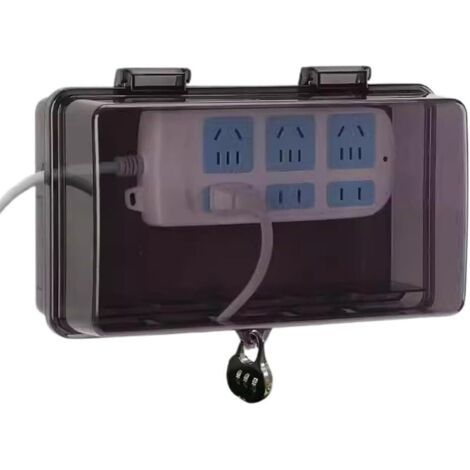A (noir)Boîtier de prise de courant extérieur étanche avec serrure - Station de charge de batterie antivol pour l'extérieur (1/5)