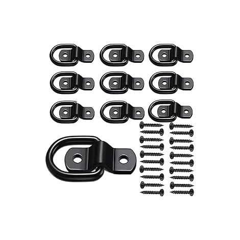 Schwere Anhänger-Ankerschlaufe, Anhänger-Kartenturm, Ankerhalterung, Haken-Set für SUV, Wohnmobil, Wohnmobil, Van, Auto, Boot, Motorrad, Oberflächenmontage (schwarz)
