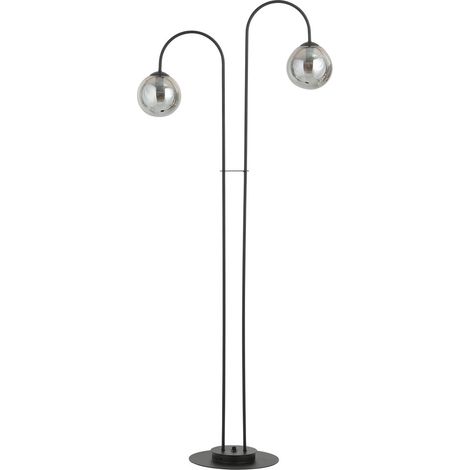 Lampadaire ARCHI Emibig noir, 2 globes verre graphite (1/3)