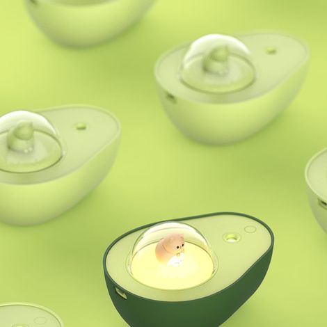 Mini humidificateur d'air 210ml, brumisateur rechargeable 1200mAh, avocat mignon, diffuseur ultrasonique à lumière nocturne, brume fraîche, huiles essentielles, bureau. (1/5)