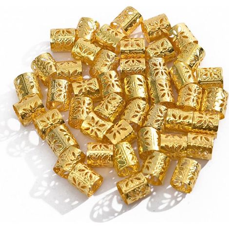 Lot de 30 perles dorées pour cheveux anneaux pour tresses et dreadlocks accessoires de coiffure pour femmes coiffures africaines queue de cheval et décoration (1/2)