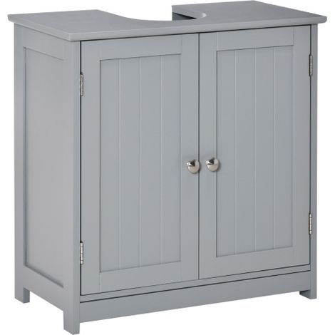60x60cm Grey Under-Sink Storage Cabinet with Adjustable Shelf and Drain Hole - Bathroom Space Saver Organizer