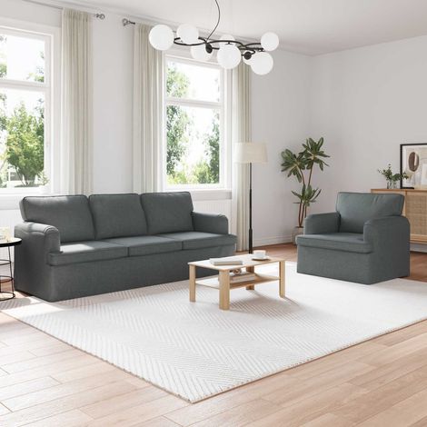 Sofa Set 2 pcs Dunkelgrau 201 x 80 x 85 cm Stoff