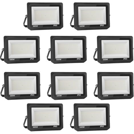 10 Pack Projecteur LED Extérieur 500W 50000 lúmenes 3000K Blanc froid Spot LED Eclairage IP65 Étanche Projecteur Extérieur Eclairage de Sécurité Floodlight pour resistente al agua (1/5)