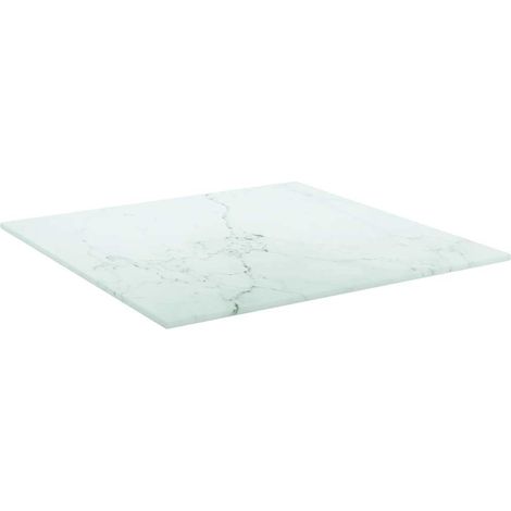 Piano Tavolo Piano Scrivania Bianco 40x40 cm 6 mm Vetro Temperato Design Marmo DAS196293 (1/5)