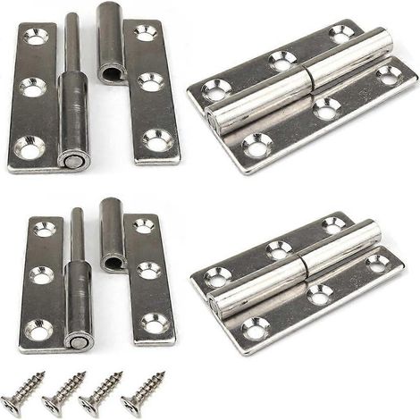 charnières amovibles de 7,6 cm (3 pouces) pour portes intérieures et extérieures, armoires, acier inoxydable 304 (1/4)
