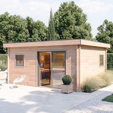 Abri de jardin bois Douglas 20m² – Toit bacacier – Porte double et fenêtres PVC double vitrage – Isolation renforcée – Monnet Seve (1/5)