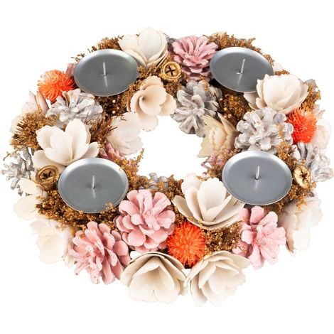 Kranz MagicHome Weihnachten, Advents-, rosa-orange, 30 cm (1/4)