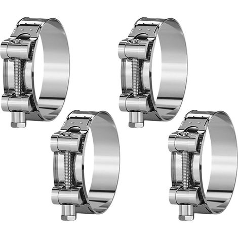 4Pcs 48-51mm T Bolt Hose Clamps, Adjustable Exhaust Pipe Clamp Set 304 Stainless Steel Heavy Duty Tube Clamps 22mm Band Width Hose Clips for Hose Exhaust Water Gas Pipe Tube Attachment (1/5)