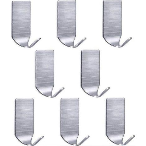 Crochets muraux robustes et étanches en acier inoxydable - Lot de 8 - Idéal pour robes, peignoirs, serviettes, clés, sacs de Noël et guirlandes lumineuses - Pour la maison, la cuisine et la salle de b (1/4)