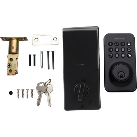 WAFU – Smart Door Lock, Rental Property Management, Mechanical Key Unlock for Owners, Black (1/5)