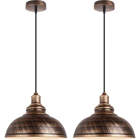 2er Pendelleuchte Vintage Kuppel Hängelampe Industrielle Hängelampe mit Ø29cm Lampenschirm Edison für Loft Bar Wohnzimmer Esszimmer (Bronze)
