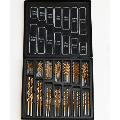 SET 100 PUNTE DA TRAPANO HSS METALLO RIVESTIMENTO TITANIO VALIGETTA METALLO N