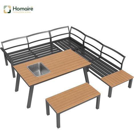 HOMAIRE Garten-Lounge-Set für 6-7 Personen, wetterfest, modern, für Garten, Balkon und Terrasse, mit verzinktem Eisen-Gestell und Tischplatte mit Eiskübel (1/5)
