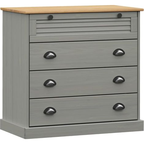 Chest of Drawers VIGO Grey 80x40x76 cm Solid Wood Pine vidaXL (1/5)
