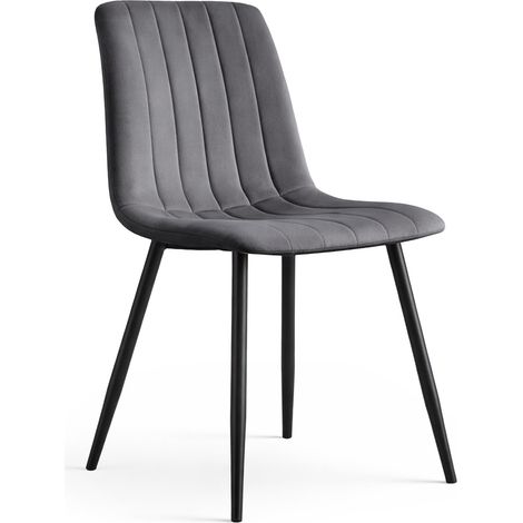 Silla de terciopelo acolchado LIVO Grafito Oscuro patas negras (1/5)