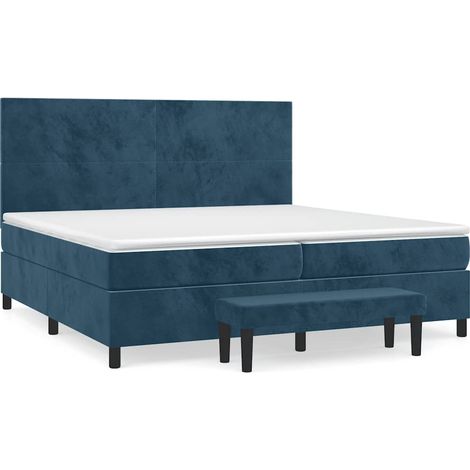 Maison Exclusive - Giroletto a Molle con Materasso Blu Scuro 200x200 cm in Velluto