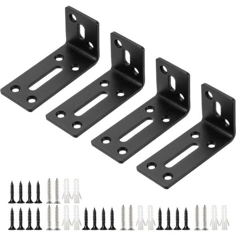 L-förmiger Eckverbinder – Rechtwinkliger Winkel mit Schrauben – Zur Befestigung von Möbeln und Regalen – Schwarz – 40 x 80 x 35 mm – 4 Stück (1/5)