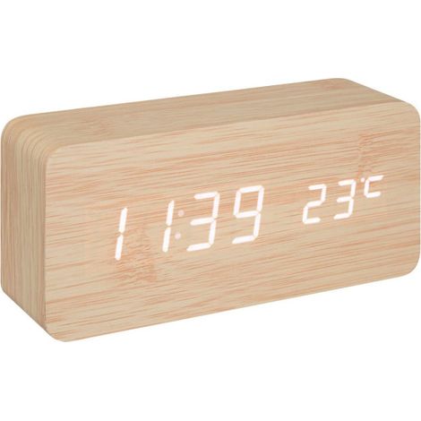 Réveil Digital Déco à Poser "Gamiel" 15cm Beige (1/2)