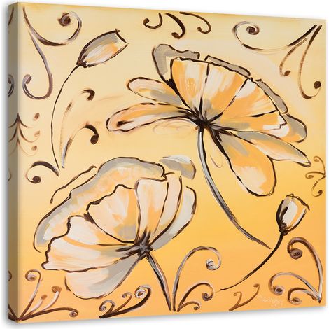Tableau sur toile Fleur Jaune comme peinte 50x50 (1/5)