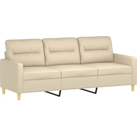 Canapé à 3 places,Sofa pour Salon,Banquette Crème 180 cm Tissu CFW445264 (1/5)