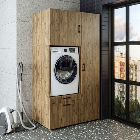 Roomart S2 Waschmaschinen-Überbauschrank 112 cm, Eiche
