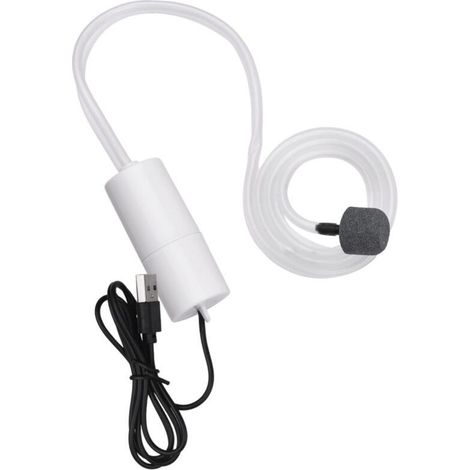 Pompe à air USB pour aquarium, petite pompe à oxygène avec diffuseur d'air, tuyau et boucle de suspension pour aquarium et pêche en extérieur (1/5)
