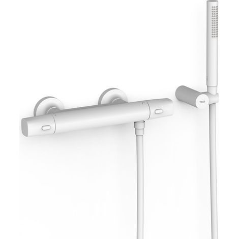 TRES 19016449BM OVER-WALL Grifo Termostático Mural Over-Wall Ducha Color Blanco Mate - ref: 19016449BM