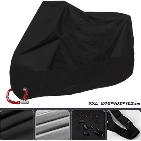 1 Bâche moto,imperméable,polyester 190T,trou antivol,moto et vélo,protection UV (1/4)