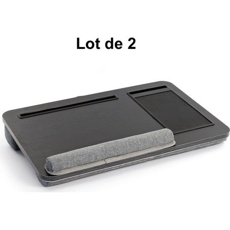 Lot de 2 Plateaux pour Ordinateur Portable Noir avec Coussin : Confort et Polyvalence pour le Travail et le Divertissement (1/5)