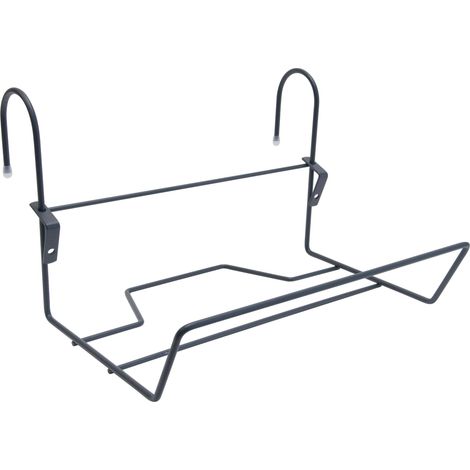 Support Jardinière Balcon XL - pour Pots 40 à 60 cm - Acier Époxy Gris Anthracite RAL 7016 - Fixation Rambarde 6 cm - Fabriqué en France (1/3)