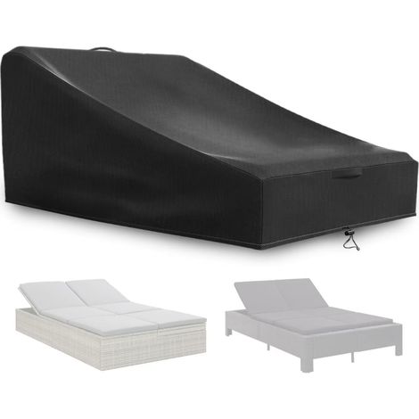 Housse de Chaise Longue pour 2 Personnes imperméable, Housse de Double Chaise Longue D'extéRieur avec poignée de Transport et Cordon de Serrage,420D (210 160 40/90cm,Noir) (1/5)