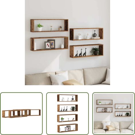 Wandregal Altholz - Wandregale 4 pcs Altholz 80 x 15 x 26 cm Holzwerkstoff (1/5)