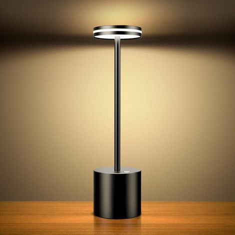 Lampe de table sans fil rechargeable usb, 5000mAh lumiere bureau LED tactile puissante pile, 3 températures de couleur, pour chevet, camping, interieur, exterieur, terrasse, restaurant (1/5)