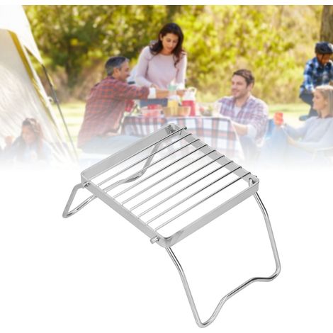Support de cuisson pliable et portable en acier inoxydable, mini format, pour barbecue, casseroles et poêles à griller. (1/5)