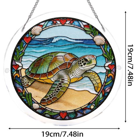 Attrape-soleil en acrylique, puzzle rond translucide, ornement de fenêtre, style E