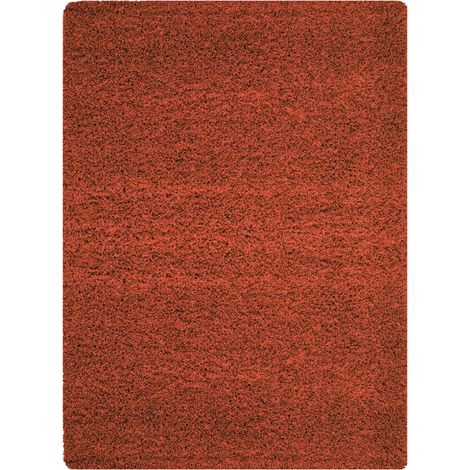 Tapis shaggy uni à poils longs 100 x 200 cm – Couleur terra – 30mm hauteur – 100% polypropylène – Entretien facile – Life (1/5)